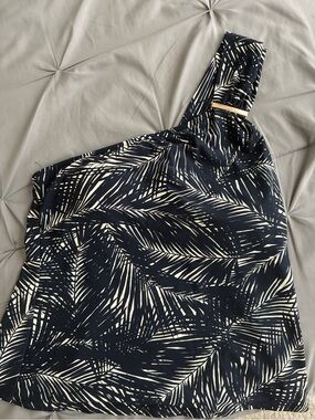 Michael Kors Navy & Cream Patterned Swimsuit Top